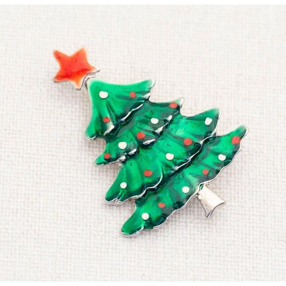 Vintage Art Nouveau Dainty Christmas Tree Brooch - A11 - Picture 1 of 2